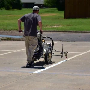 Striping1 Fresh parking lot striping in Tennessee by Greene’s Parking Lot Management
